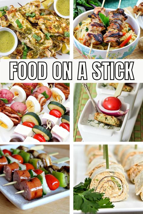 Food on a Stick Ideas That Are Easy and Delicious | Tonya Staab Meal On A Stick, Chicken On Stick, Food On A Stick Ideas, Sweet 16 Food Ideas, Fruit On A Stick, Food On A Stick, Kebab Sticks, Food On Sticks, Cocktail Sticks