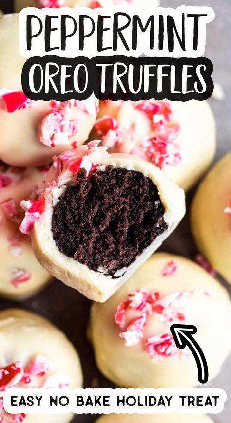 Peppermint Bark Cookie, Oreo Balls Recipe, Peppermint Recipes, Oreo Balls, Oreo Truffles, Christmas Candy Recipes, Christmas Treat, Peppermint Bark, Homemade Candies