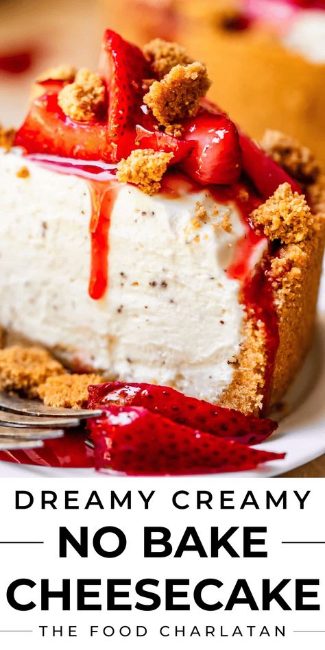 No Bake Cheesecake No Bake Cheesecake Topping Ideas, Creamy No Bake Cheesecake, The Best No Bake Cheesecake, Cheesecakes Recipes Easy, Easy Christmas Desserts No Bake, Easy Cheesecake Recipes No Bake, Strawberry No Bake Cheesecake, No Bake Cheesecake Recipes Easy, Cheesecake Recipes Easy No Bake