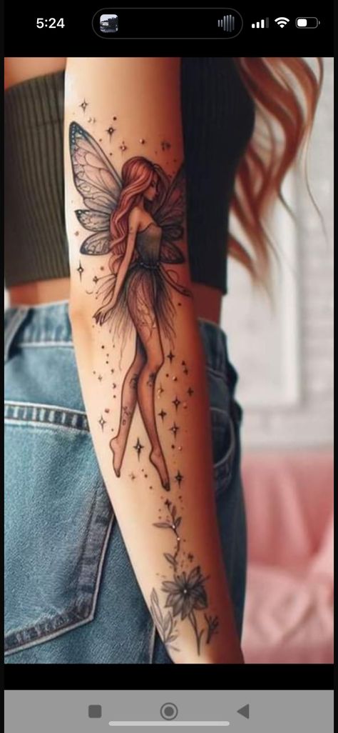 Fairy Tattoo Designs Unique, Fairy Sleeve Tattoo, Small Fairy Tattoos, Whimsical Tattoos, Mystical Tattoos, Fairy Tattoo Designs, Butterfly Tattoos For Women, Mushroom Tattoos, Beautiful Flower Tattoos