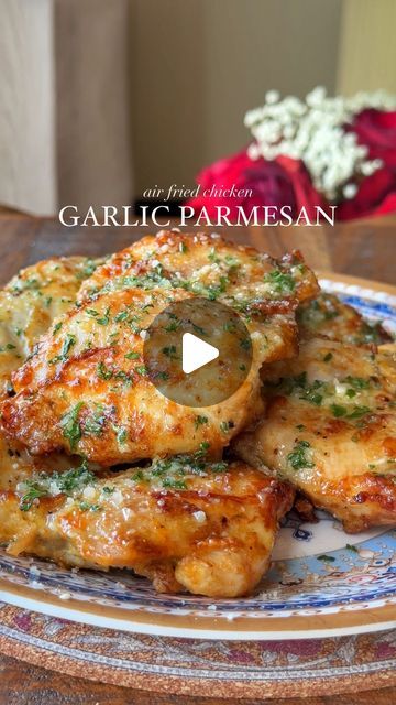 Mehma N. Khan on Instagram: "EASY AIR FRYER SERIES (DAY 11) 

#howtomake Garlic Parmesan Chicken Thighs 🍗 

You all loved my air fryer series, so I’m back with another one and today we are making Garlic Parmesan Chicken. One of my favourite recipes that you can whip up in just under 30 mins ⏰ 

I used @philipshomelivinguk Phillips XXL air fryer to make this delicious recipe. The rapid air technology makes sure the chicken is cooked to perfection every single time and the best part is that you can monitor the progress of cooking from your from anywhere using your PHONE!! 😱😱😱 

Recipe below 👇🏻 

INGREDIENTS 
- 5 - 6 Chicken thighs (boneless or with bone)
- 1/4 cup mayonnaise 
- 1 tsp paprika
- 1/2 salt and pepper
- 1 tsp garlic powder 
- 2 tbsp parmesan cheese
Garlic parmesan butter:
- Parmesan Chicken In Air Fryer, Air Fryer Chicken Thighs Bone In, Air Fryer Chicken Thighs Boneless, Airfryer Chicken Thighs, Garlic Parmesan Chicken Thighs, Parmesan Chicken Thighs, Air Fryer Boneless Chicken Thighs, Chicken Thighs Air Fryer, Garlic Parmesan Butter