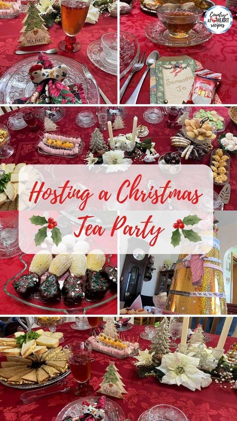 Years ago, my mother-in-law invited me to a Twelve Days of Christmas tea party. Since then I’ve hosted many a party, both big and small. Out of all those, however, my favorite is Hosting a Christmas Tea Party. #hostingachristmasteaparty #christmasteaparty #hostingateaparty #christmastea #holidayentertaining #twelvedaysofchristmas #nutcracker #holidaytea #countryatheartrecipes https://countryatheartrecipes.com/2022/12/hosting-a-christmas-tea-party/ Tea Party Foods, Tea Party Themes, December Tea, Tea Party Sandwiches Recipes, Winter Tea Party, Christmas Afternoon Tea, Tea Party Menu, Christmas Luncheon, Tea Party Sandwiches