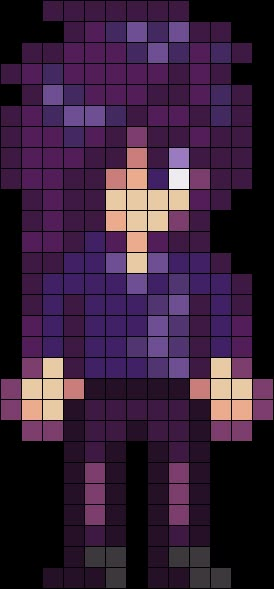 Sebastian Stardew Valley Perler Bead Pattern | Bead Sprites | Characters Fuse Bead Patterns Stardew Valley Characters Sprites, Stardew Valley Sebastian Perler Beads, All Stardew Valley Characters, Stardew Valley Characters Pixel, Stardew Valley Pixel Art Characters, Stardew Valley Pixelart, Sebastian Stardew Valley Sprite, Pixel Art Pattern Stardew Valley, Stardew Valley Pearl Beads