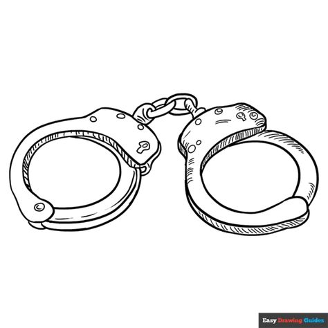 Free Handcuffs Coloring Page for Kids Handcuffs Drawing, Easy Drawing Guides, Reference Board, Drawing Guides, Popular Cartoons, Kids Print, Printable Coloring Sheets, Drawing Tutorial Easy, Coloring Tutorial