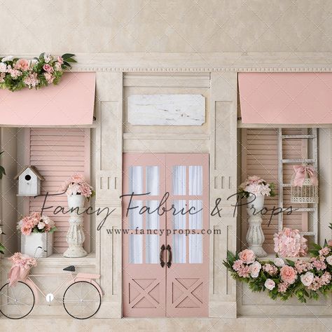 Fleurie Blush – Fancy Fabric & Props Pink Boutique Interior, Spring Photo Backdrop, Wedding Show Booth, French Tulips, Beautiful Shops, Spring Backdrop, 2024 Creative, French Boutique, Backdrops For Photography