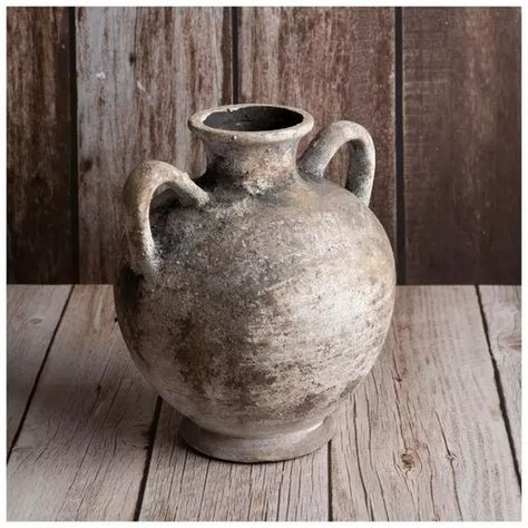 Taupe Textured Terracotta Vase | Hobby Lobby | 2305506 Repurposed Vases, Decorative Clay Pots, Rustic Vases, Modern Tuscan, Statement Vase, Hobby Lobby Decor, Textured Vase, Terracotta Vase, Pottery Vases