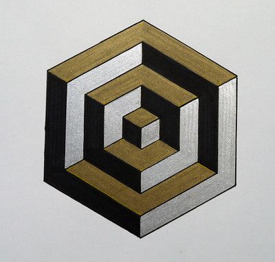 Illusion Drawings, Isometric Drawing, 3d Art Drawing, Geometric Drawing, Optical Illusions Art, Geometry Art, 3d Drawings, Illusion Art, Detail Art