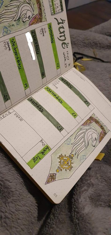 Rohan Lord Of The Rings, June Bullet Journal, Bullet Journal Weekly, Bullet Journal 2019, Bullet Journal Themes, Journal Themes, The Rings, Lord Of The Rings, Journal Ideas