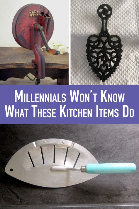 Back in the 1960s, kitchens had non-electric scales to portion food, while the 1930s saw a specific tool to cut green beans. And some of these gadgets look like bizarre medical devices. Get ready; these vintage kitchen items are a sight to behold. Vintage Repurposed Items, Antique Kitchen Gadgets, Vintage Kitchen Items, Retro Kitchen Accessories, Vintage Kitchen Gadgets, Antique Kitchen Decor, Vintage Kitchen Utensils, Retro Gadgets, Antique Kitchen