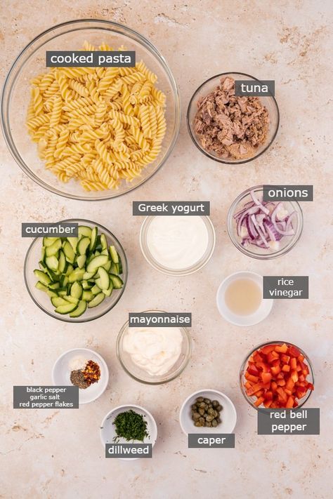 Easy Different Pasta Recipes, Cold Pasta Tuna Salad Recipes, Tuna Salad Pasta Recipe, Pasta Salad Tuna Cold, Tuna Rotini Pasta, Tina Pasta Salad, Foods People Dont Like, Salad Pasta Recipes Cold, Pasta And Tuna Salad