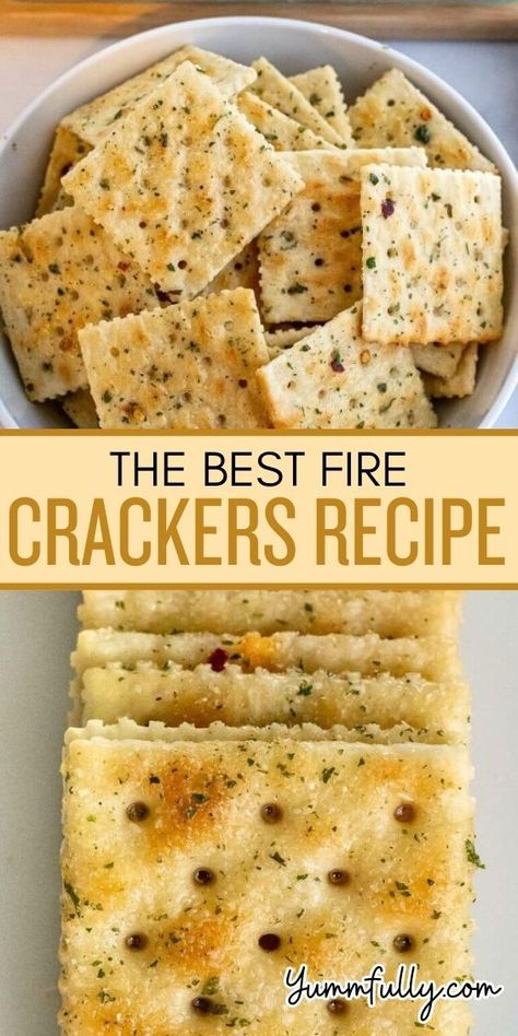 Transform bland-tasting saltine crackers into perfectly-seasoned, spicy, no-bake Fire Crackers! You will love how amazing they taste and how they will elevate any dip or charcuterie board for your next get-together. All you need is ranch dressing, avocado oil, garlic powder, and crushed red pepper flakes. No cooking is required! Ranch Crackers Recipe, Fire Crackers Recipe, Spicy Crackers Recipe, Seasoned Saltine Crackers, Saltine Cracker Recipes, New Appetizers, Spicy Crackers, Ranch Crackers, Ritz Cracker Recipes