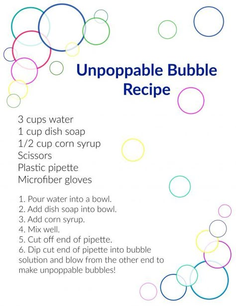 Unpoppable Bubble, Vetenskapliga Experiment, Bubble Activities, Bubble Recipe, Kid Experiments, Diy Science, Preschool Science, Science Experiments Kids, Play Dough