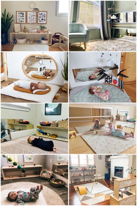 Montessori Nursery Infant Room, Montessori Living Room, Montessori Bedroom Baby, Montessori Room Ideas, Infant Room Ideas, Montessori Infant Room, Baby Play Areas, Montessori At Home, Montessori Nursery