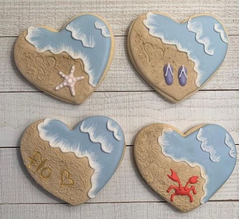 Beach Sugar Cookies, Ocean Cookies, Beach Dessert, Mermaid Cookies, Beach Cookies, Cooking Cookies, Sugar Cookie Designs, Cookie Frosting, Tasty Baking