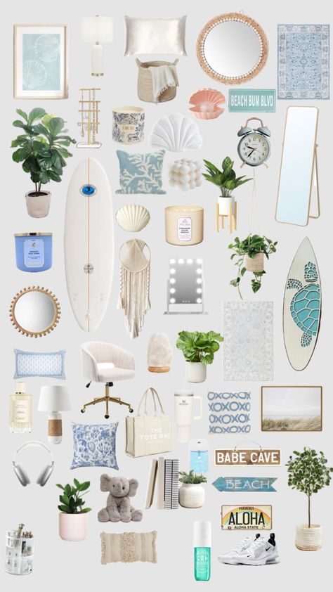 #homedecor #dercor #surfergirl Surf Room Decor, Coastal Room Decor, Ocean Room Decor, Summer Room Decor, Beachy Room Decor, Room Wishlist, Beach Room Decor, Surf Room, Ocean Room