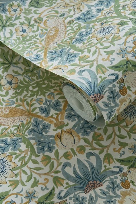 Strawberry Thief Wallpaper Bedroom, Strawberry Thief Wallpaper, Thief Wallpaper, William Morris Wandle Wallpaper, Morris And Co Strawberry Thief, William Morris Fruit Wallpaper Bathroom, William Morris Wallpaper Strawberry Thief, William Morris Fruit Wallpaper, Edwardian Bathroom