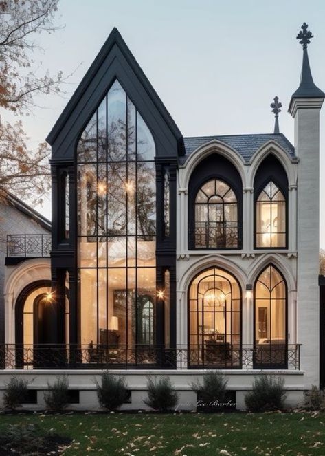 Modern Gothic Architecture, Modern Gothic House, Exterior Design Villa, New Victorian Homes, Castle Modern, Modern Gothic Home, Unique Houses Exterior, Victorian Gothic Home Decor, Morgantown West Virginia