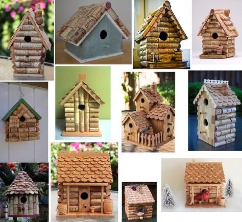 How to Make a Wine Cork Fairy House/Birdhouse Bird House Crafts, Cork Birdhouse, Wine Cork Birdhouse, Birdhouses Ideas, Wine Cork Projects, Cork Crafts Diy, Birdhouse Craft, Wine Cork Diy, Wine Cork Art