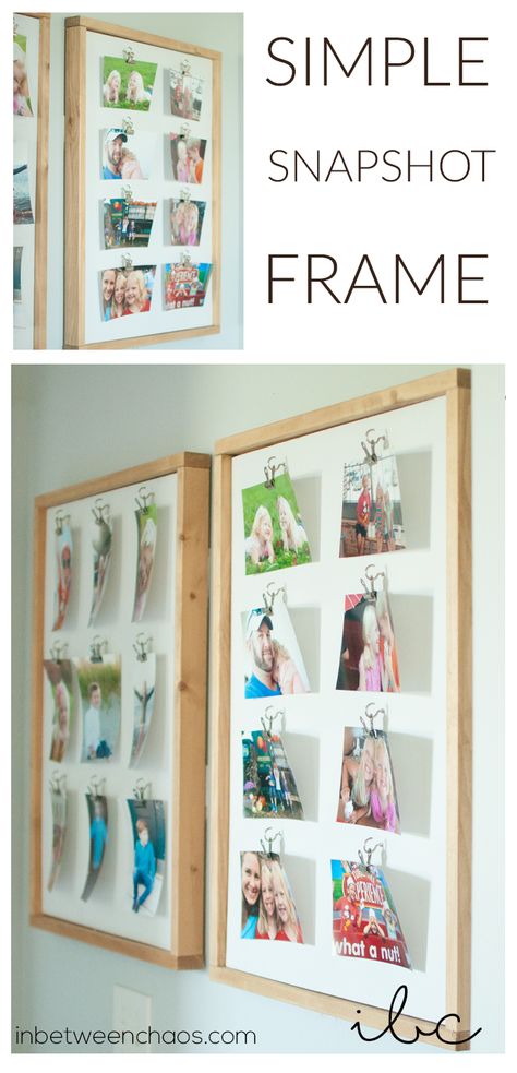 Simple Snapshot Frame | inbetweenchaos.com Snapshot Display Ideas, Pocket Screws, Edging Ideas, Collage Ideas, Frame Picture, Plywood Sheets, Vertical Frames, Pocket Hole, Amman