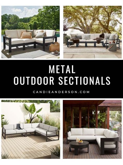 Metal outdoor sectionals Coastal Patio, Neutral Cushions, Bluestone Patio, Entertaining Friends, Best Outdoor Furniture, U Shaped Sectional, Patio Sectional, Modern Pottery, Blogger Design