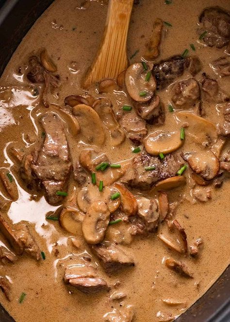 Stew Meat Slow Cooker, Beef Stroganoff Stew, Recipe With Stew Meat, Recipetineats Recipes, Crock Pot Stroganoff, Traditional Beef Stroganoff, Beef Stroganoff Crockpot, Beef Stroganoff Recipe, Beef Stroganoff Easy