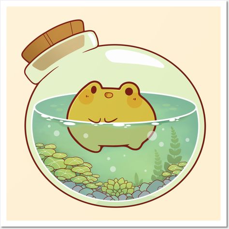 Round little froggy in a potion! Perfect to take on adventures with you :) -- Choose from our vast selection of art prints and posters to match with your desired size to make the perfect print or poster. Pick your favorite: Movies, TV Shows, Art, and so much more! Available in mini, small, medium, large, and extra-large depending on the design. For men, women, and children. Perfect for decoration. Cute Frogs Art, Mini Art Ideas, Cute Easy Art, Art Inspiration Drawing Ideas, Round Frog, Frog Posters, Frog Artwork, Frog Wallpaper, Cute Easy Doodles