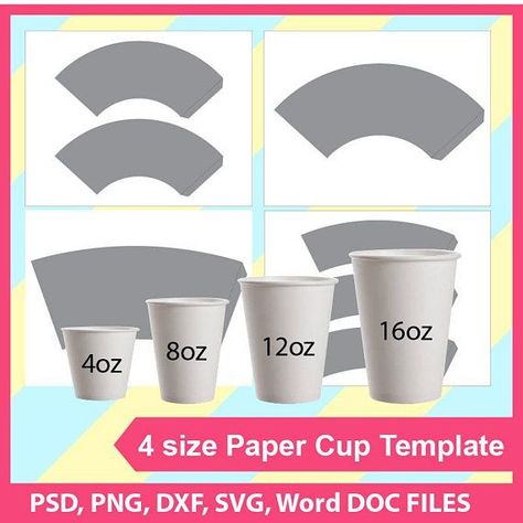 Paper Cup Template, Paper Cup Design, Cup Template, Mini Coffee Cups, Print Design Template, Ice Cream Cup, Mug Template, Slab Pottery, Ceramic Techniques