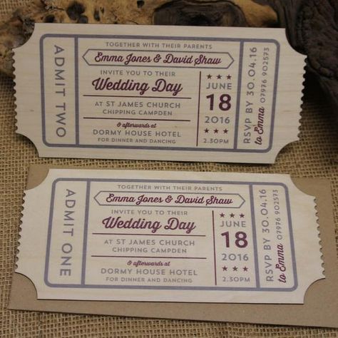 20+ wooden printed wedding ticket Invitation (Stars) - wooden invites, wooden wedding invites, perso Wedding Ticket, Disney Wedding Invitations, Printed Wedding Invitations, Wooden Wedding Invitations, Hotel Emma, Ticket Wedding Invitations, Wood Wedding Invitations, Wood Invitation, Custom Pencils