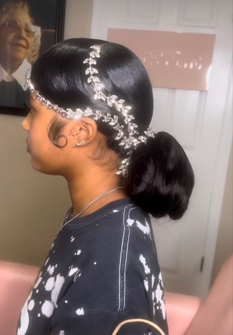 Harlem Night Hairstyles Black Women, Wedding Wig Hairstyles For Black Women, Low Bridal Bun Black Women, Prom Pin Up Hairstyles For Black Women, Low Bun Hairstyles For Black Women Prom, Low Bun Wig Hairstyles, Bridal Bun Black Women, Frontal Low Bun, Bun Hairstyles For Black Women Prom