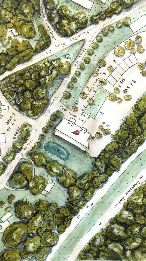 Site Plan Watercolor, Site Plan Rendering, Mountain Island, Watercolor Rendering, Marker Watercolor, Architecture Journal, Hotel Design Architecture, Landscape Design Drawings, Landscape Architecture Drawing