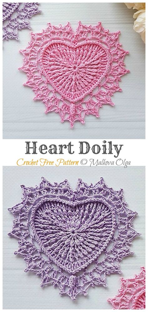 Heart Doily Crochet Free Pattern - Crochet & Knitting Heart Doily, Free Crochet Doily Patterns, Crochet Heart Pattern, Crochet Dollies, Valentines Patterns, Crochet Motif Patterns, Crochet Triangle, Valentines Crochet, Crochet Doily Patterns