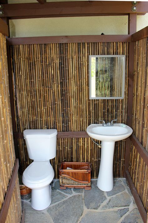 Outdoor Bathroom & Shower - Tropical - Landscape - San Diego - by Full Circle Design & Remodeling | Houzz Outdoor Restroom Ideas, Outdoor Toilet And Shower Ideas, Outdoor Toilet Design, Outdoor Toilet Ideas, Outdoor Toilet And Shower, Diy Outdoor Shower Ideas, Outdoor Restroom, Small House Design Philippines, Ideas Terraza