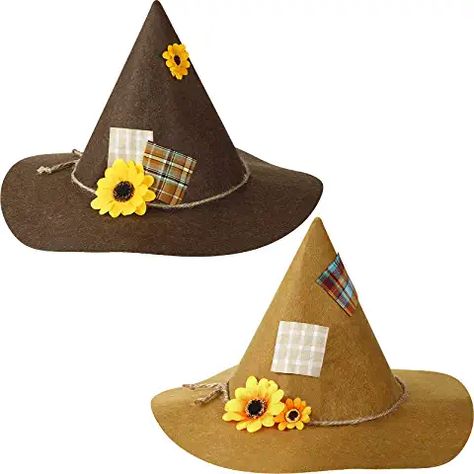 Felt Scarecrow, Scarecrow Hats, Small Halloween Party, Sunflower Scarecrow, Kids Party Hats, Halloween Costumes Scarecrow, Make A Scarecrow, Scarecrow Hat, Scarecrow Costume