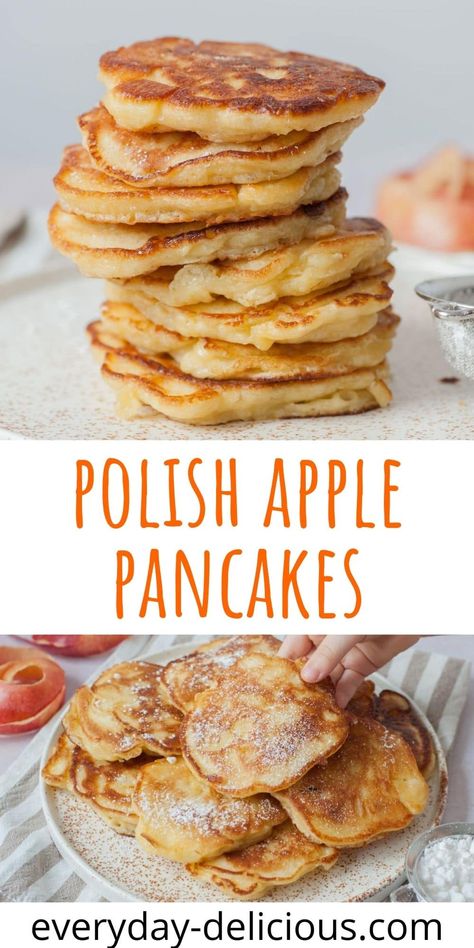 Healthy Polish Food, Dessert Pancake Recipe, Polish Apple Pancakes Recipe, Puffed Pancake Recipe, Yeast Pancakes Recipe, Apple Harvest Recipes, Polish Apple Pancakes, Pancake Combinations, Lots Of Apples What To Do With