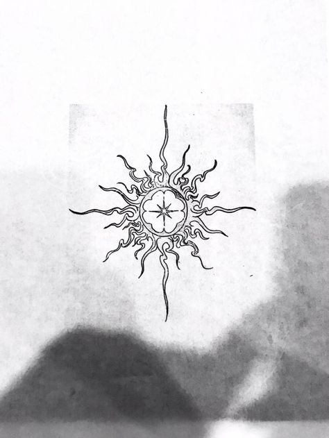 Sun Moon Chest Tattoo Female, Abstract Sun Tattoo Design, Beachy Tramp Stamp, Edgy Sun Tattoo, Sun Fire Tattoo, Tatoos Woman Neck, Lower Back Tattoo Designs For Women, Shaded Sun Tattoo, Sun Design Tattoo