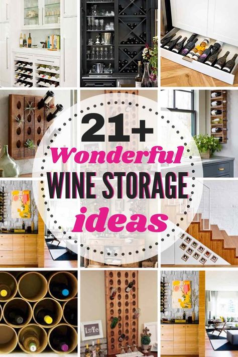 21+ Wine Storage Ideas For Your Home - The Heathered Nest Kitchen Cabinet Wine Storage, How To Store Wine Bottles, Creative Wine Storage, Wine Bottle Rack Ideas, Wine Bottle Storage Ideas, Pantry Wine Storage, Diy Bottle Rack, Pantry Wine Rack, Wine Storage Kitchen