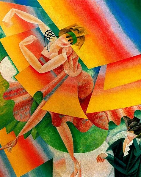 The Dancer, 1915. Gino Severini (1883-1966). The dance was one of Gino Severini's favourite themes, and was emotively tied to the café life in Paris, where dance halls and cabarets were numerous and much frequented by artists and writers. Natalia Goncharova, Gino Severini, Italian Futurism, Umberto Boccioni, Giacomo Balla, Art Mini Toile, Art Cubism, Futurism Art, Industrial City