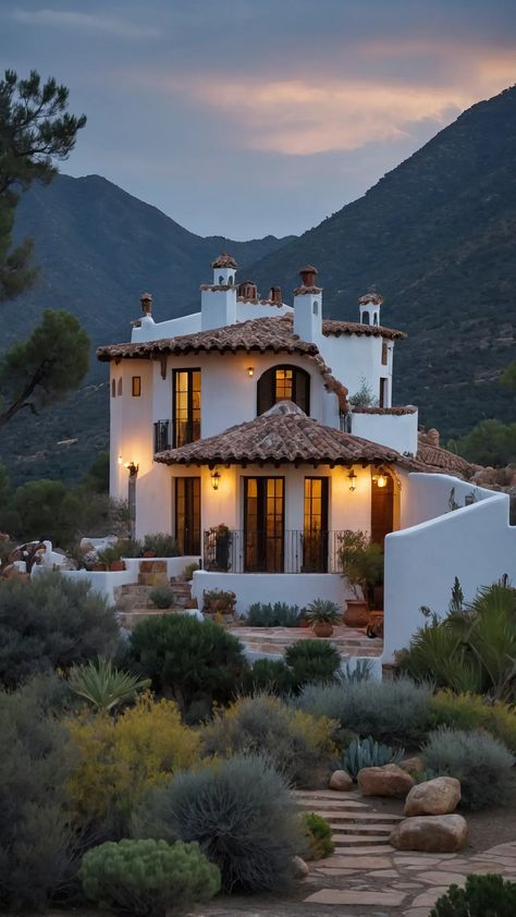 Sun-Kissed Living: 15 Spanish Style Homes Ideas to Brighten Your Day 45 Exterior Curb Appeal, California Mediterranean, Spanish Style Home Interior, Spanish Revival Architecture, Spanish Mediterranean Homes, Spanish Farmhouse, Homes In California, Mediterranean Homes Exterior, Spanish Colonial Homes