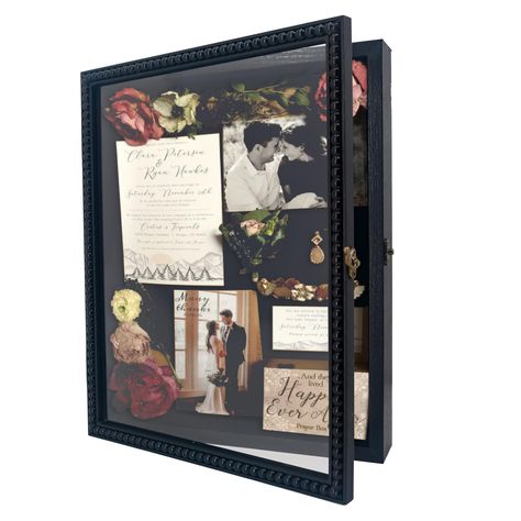 PRICES MAY VARY. Woven 【Special Wooden Beaded Frame】Differ from other flat frames, our unique beaded designed shadow box will better display your memory. Exquisite beads in wood color/black/white, will definitely make your artwork more vivid and attractive. Choose the color you like to match for your pictures, colletives, wedding memories or baby keepsakes and so on. 【Detailed Size】The overall outer size for this display case is 11x14x2.3 inches. The interior depth is 1.4 inches and the glass wi Framed Wedding Photos Display, Wedding Shadow Box Ideas Diy Memories, Picture Display For Funeral, Celebration Of Life Gifts, Shadow Box Memorial Ideas, Wedding Shadow Box Ideas Diy, Shadow Box For Passed Loved Ones, Memory Shadow Box Ideas, Wedding Shadow Box Ideas