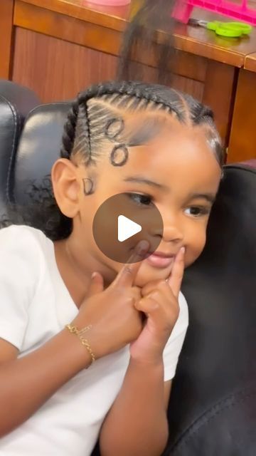 Toddler French Braid Hairstyles, 2 Braids With Bun, Braids For Baby Girls Hair, Easy Braiding Styles For Kids Black Hair, Braided Bun Hairstyles For Kids, Toddler Feed In Braids, Quick Easy Hairstyles For Kids Black, Toddler Hairstyles Girl Braids, Toddler Hairstyles Girl Black Braids