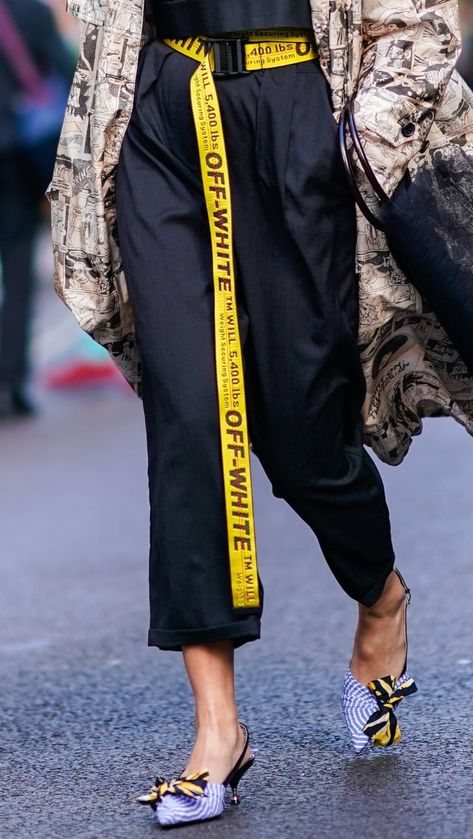 This Is Every Way You Could Possibly Wear the Off-White Belt Off White Utility Belt Outfit, Off White Accessories, Off White Belt Outfit, Off White Outfit, Off White Industrial Belt, White Belts, Off White Brand, Off White Virgil Abloh, Off White Virgil