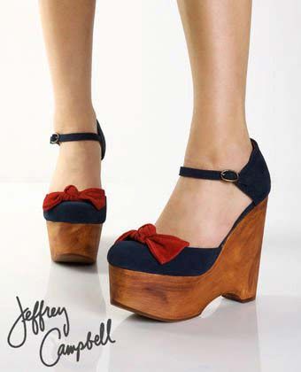 Jeffrey Campbell Daisy D Bow Navy Suede Platform Wedges Platform Wedge Heels, Jeffrey Campbell Shoes, Crazy Shoes, Red Bow, Lace Up Heels, Jeffrey Campbell, Shoe Style, High Heel Pumps, Platform Wedges