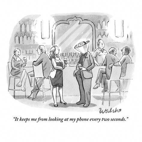 "It keeps me from looking at my phone every two seconds." - The New Yorker Marriage Cartoon, Work Cartoons, New Year Cartoon, Dan Reynolds, Irish Language, Auld Lang Syne, New Yorker Cartoons, Cartoon Posters, Life Humor