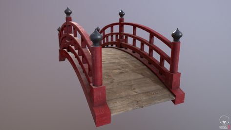 Red japanese bridge by Sergio NardoA red wooden bridge. Lowpoly gameready Japanese Buildings Traditional, Japanese Bridges, Chinese Bridge, Diorama Project, Bridge Tattoo, Japanese Buildings, Japanese Bridge, Traditional Japanese Architecture, Chinese Interior