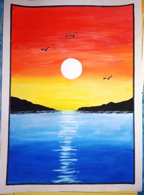 Pin by Melissa Rodriguez Soriano on Actividades para niños in 2022 | Sunset canvas painting, Painting art lesson, Art painting gallery Sunset Drawing Easy, Sunset Painting Easy, Sunrise Drawing, Drawing Sunset, معرض فني, Sunset Canvas Painting, Oil Pastel Drawings Easy, Easy Landscape Paintings, Oil Pastels Painting