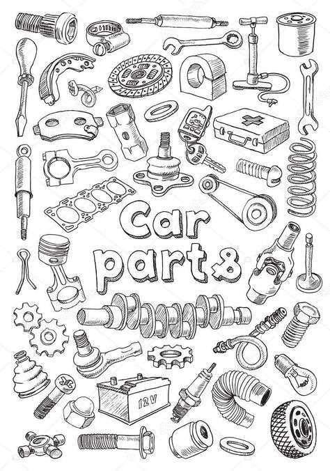 Vehicles Drawing, Mechanic Tattoo, Freehand Drawing, Mechanical Art, Cool Car Drawings, Car Tattoos, Car Artwork, Tattoo Style Drawings, Drawing Style