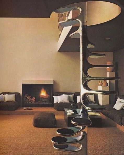 ⠝⠕⠗⠞⠓⠎⠊⠙⠑ on Instagram: “🔨 - M400 helicoid spiral staircase designed by Roger Tallon in 1964. - #aintvintage #interiordesign #design #bottegaveneta #eames…” Brutalist Interior, 70s Interior, Brutalist Design, Retro Interior, Vintage Interiors, Spiral Staircase, Brutalism, Dream Spaces, Staircase Design