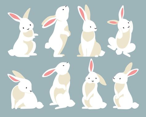 Illustrated Rabbit, Simple Rabbit Illustration, Rabbit Illustration Design, Lapin Illustration, Rabbit Illustration Character, Easter Rabbit Illustration, Cute Rabbit Illustration, Rabbit Illustration Wallpaper, White Rabbit Illustration