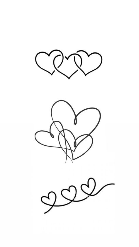 Small Heart Flower Tattoo, Simple Kid Tattoos For Moms, Mom And Sisters Tattoo, Heart Sister Tattoo, Tattoo In Between Breast, 3 Kids Tattoo Ideas Mom, 3 Hearts Tattoo Ideas, Loved Ones Tattoos, Pretty Tattoo Ideas