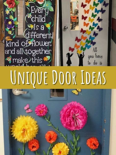 TOP Teacher Door Decorating Ideas Students Love - PinkPopDesign Seasonal Classroom Door Ideas, Classroom Door Decorations For Spring, Preschool Teacher Door Ideas, Bulletin Board Spring Ideas, Bulletin Board Ideas Flowers, Occupational Therapy Door Decorations, Principal Door Decorations, Elementary Classroom Door Decor, Elementary School Door Decorations